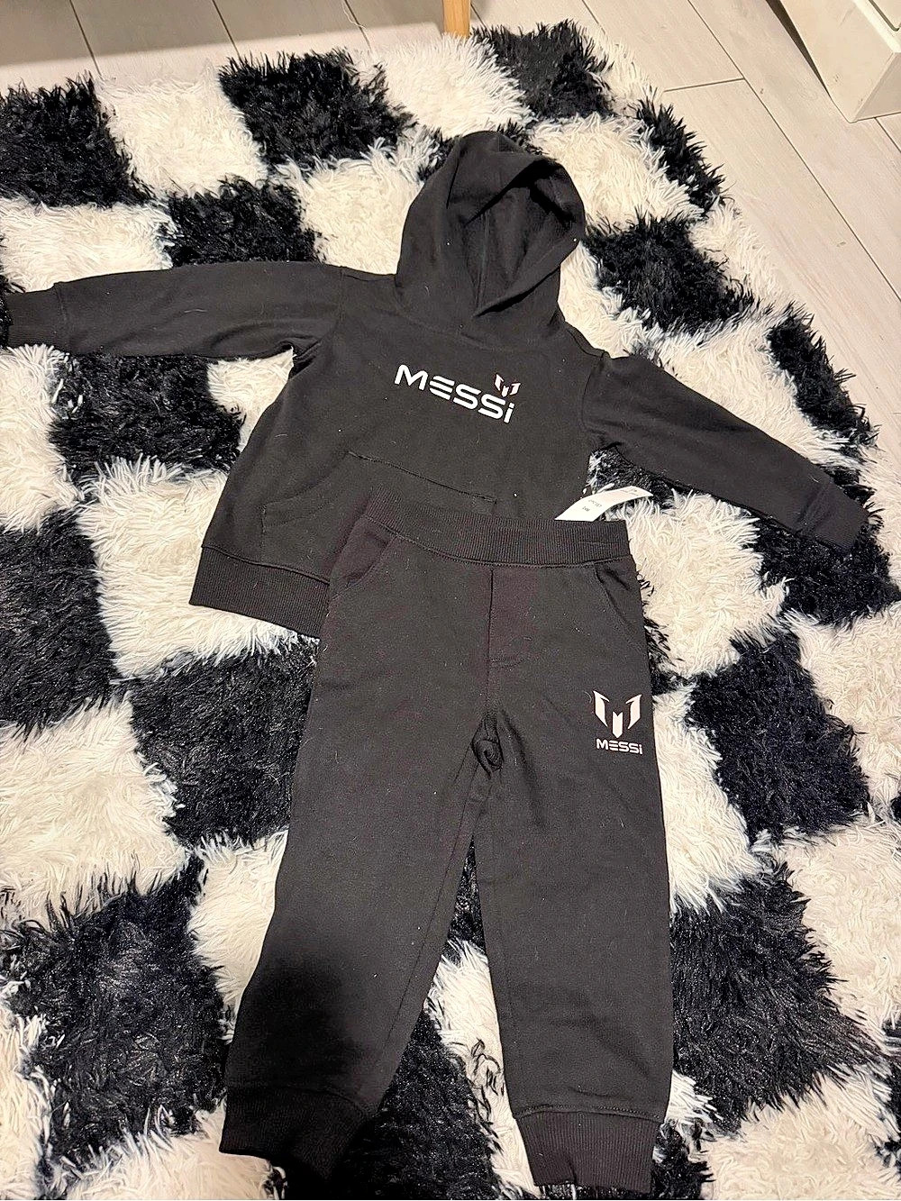 24m NEW Messi Black Hoodie Jogger Set